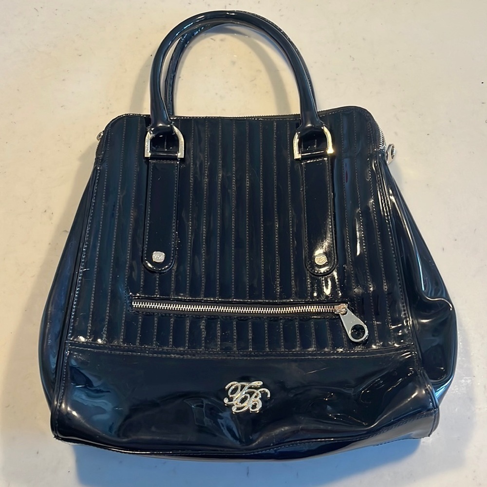 Black and Gold Ted Baker Patent Leather Laptop Bag